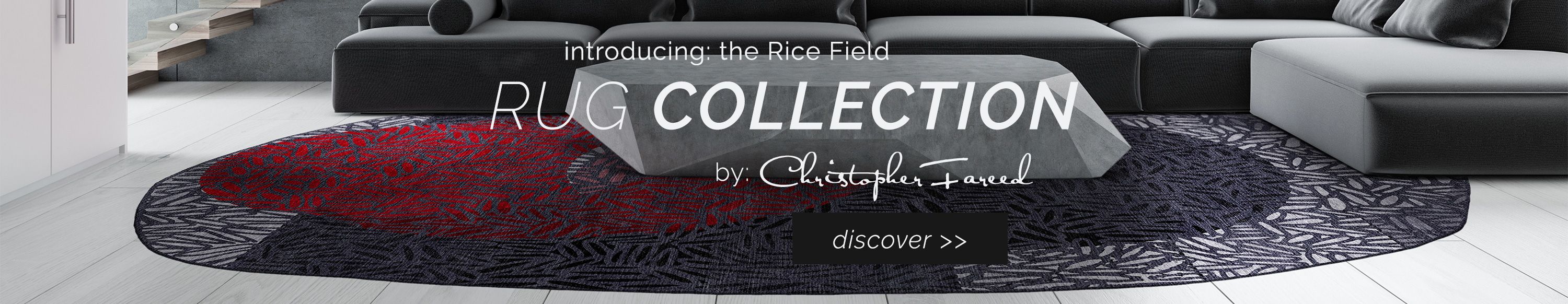 Introducing Christopher Fareed's newest collection of odd shaped hospitalty rugs: Rice Field. Discover these luxury rugs now!