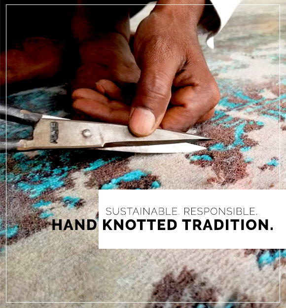Sustainable, Responsible. Hand Knotted Tradition. Hand Knotted Commercial Rugs available from ModernRugs.com.